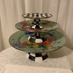Mackenzie Childs Flower Market Pedestal Platters Set of 3
